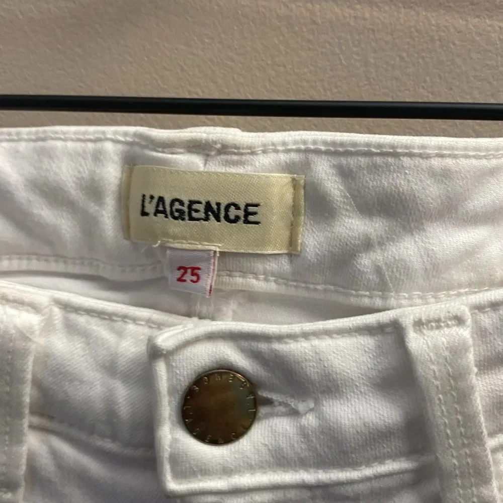 L’AGENCE White Distressed High Line Skinny High Rise Jeans - Picture 3 of 6